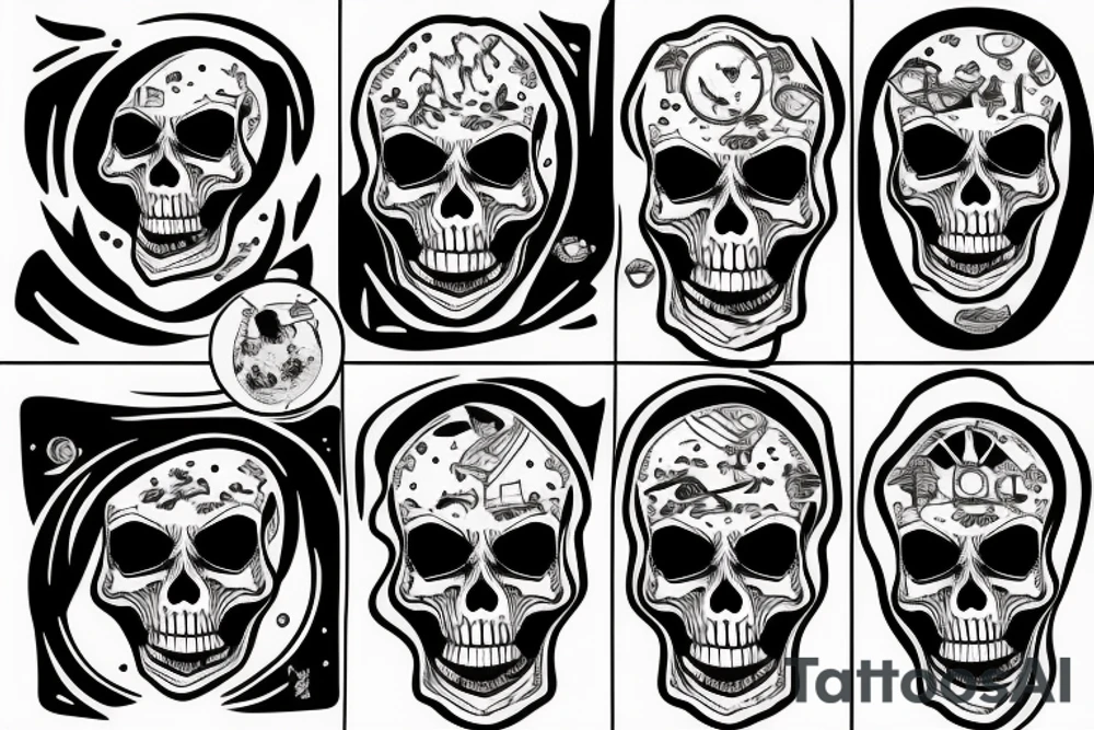skeleton in astronaut tattoo idea