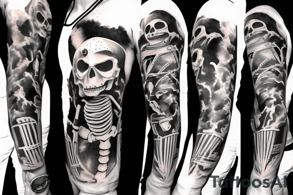 skeleton in astronaut tattoo idea
