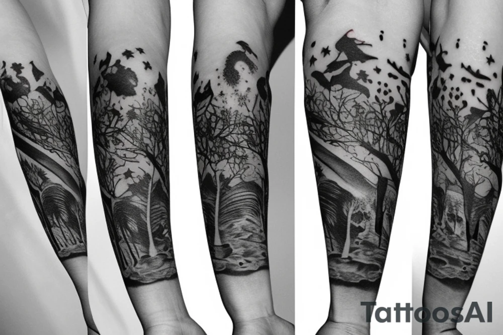 astronaut under the tree tattoo idea