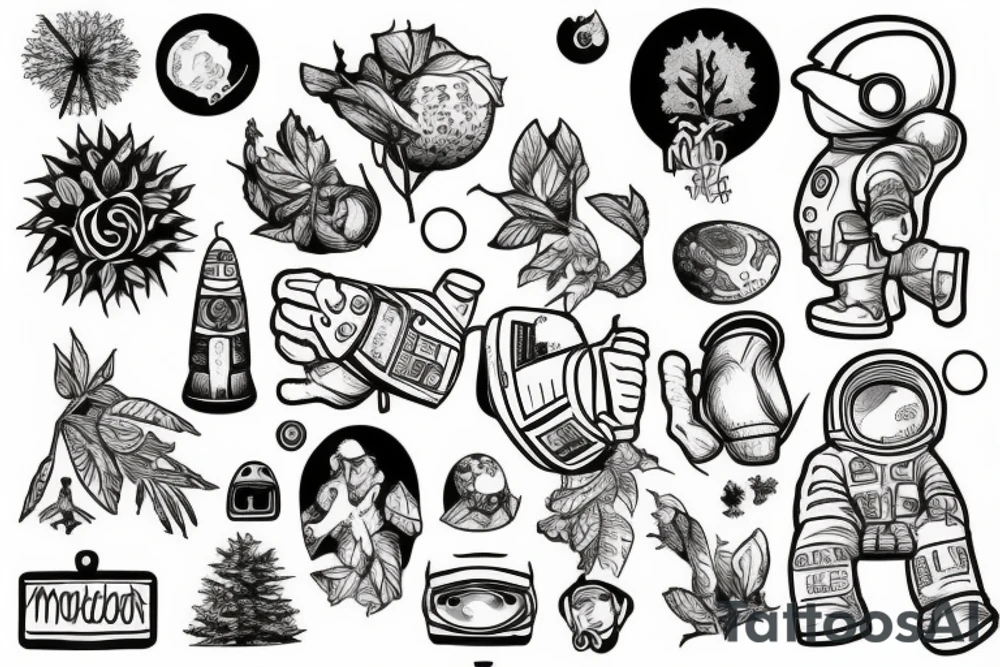 astronaut under the tree tattoo idea