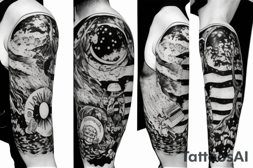 astronaut under the tree tattoo idea