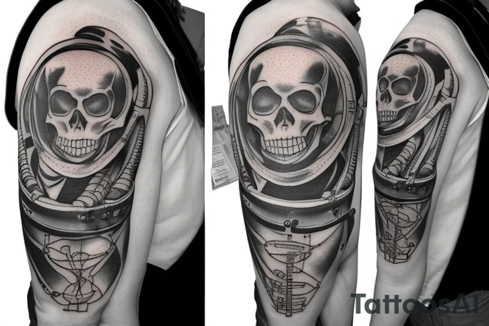 skeleton in astronaut tattoo idea
