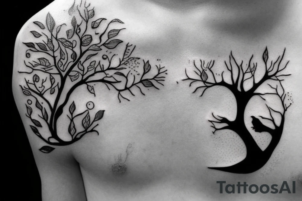 astronaut under the tree tattoo idea