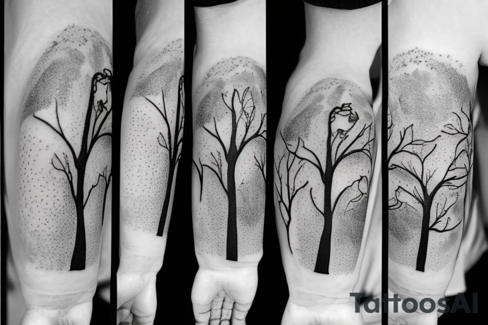 astronaut under the tree tattoo idea