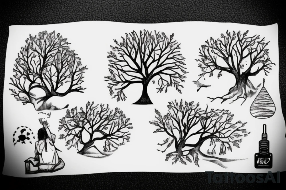 astronaut under a tree tattoo idea