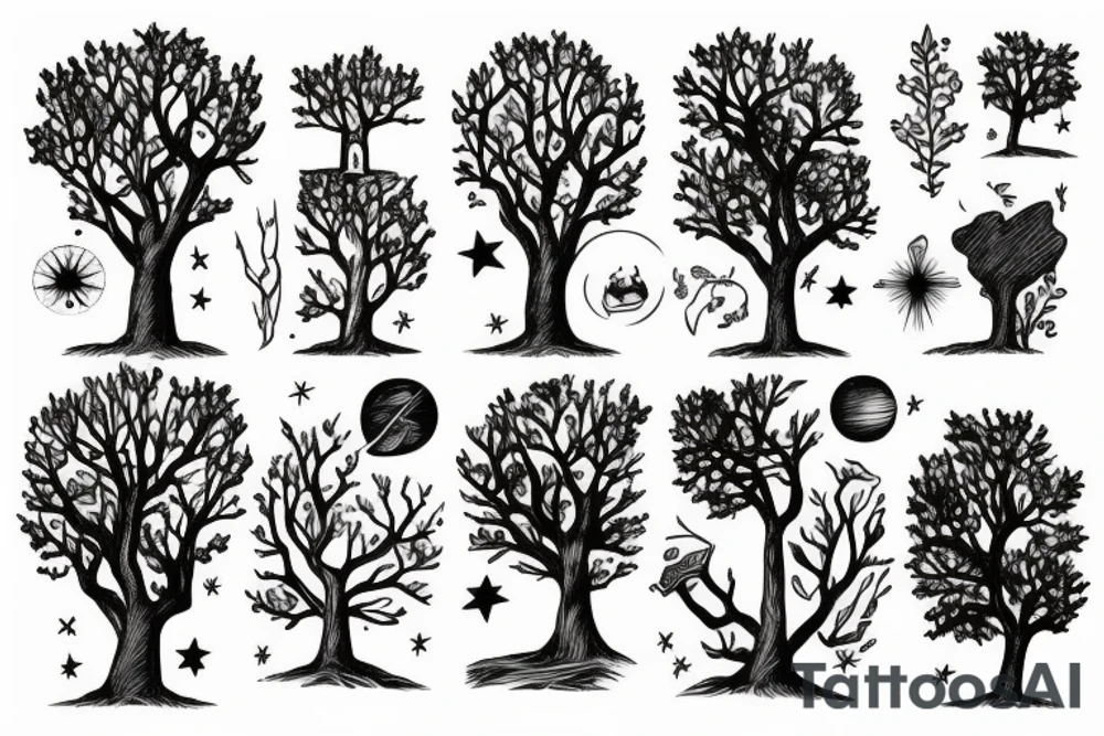 astronaut under a tree tattoo idea