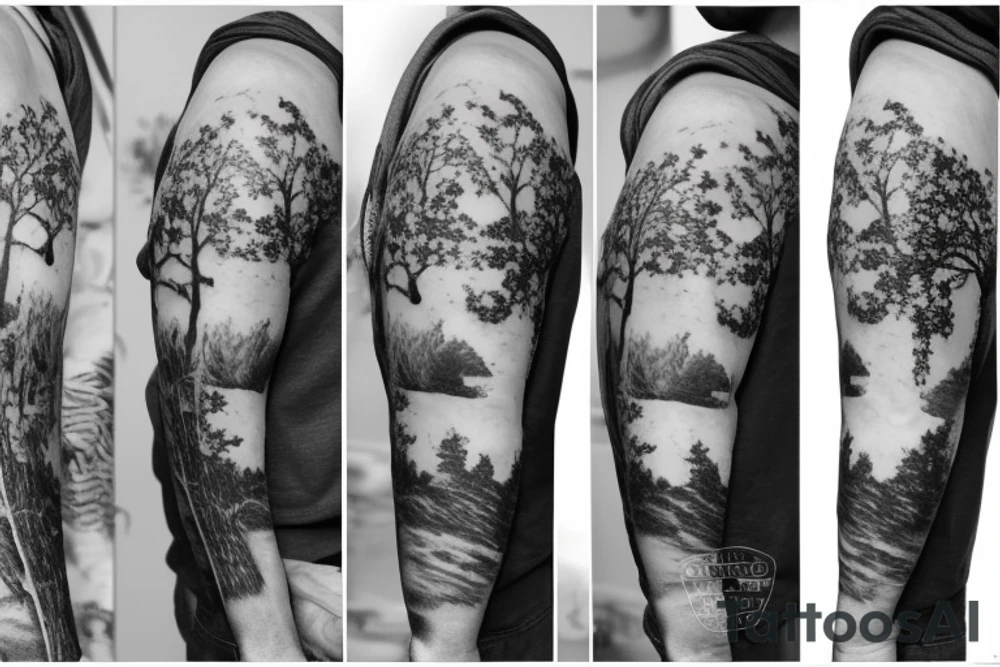 astronaut under a tree tattoo idea