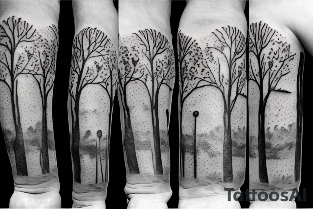 astronaut under a tree tattoo idea