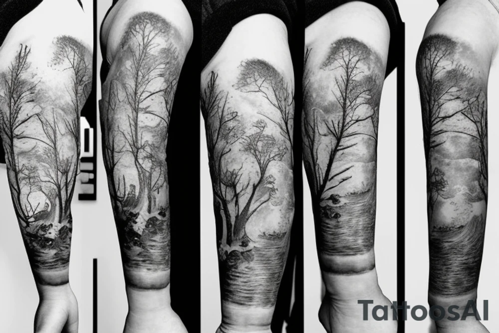 astronaut and tree tattoo idea