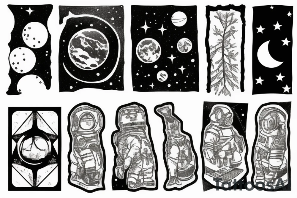 astronaut and tree tattoo idea