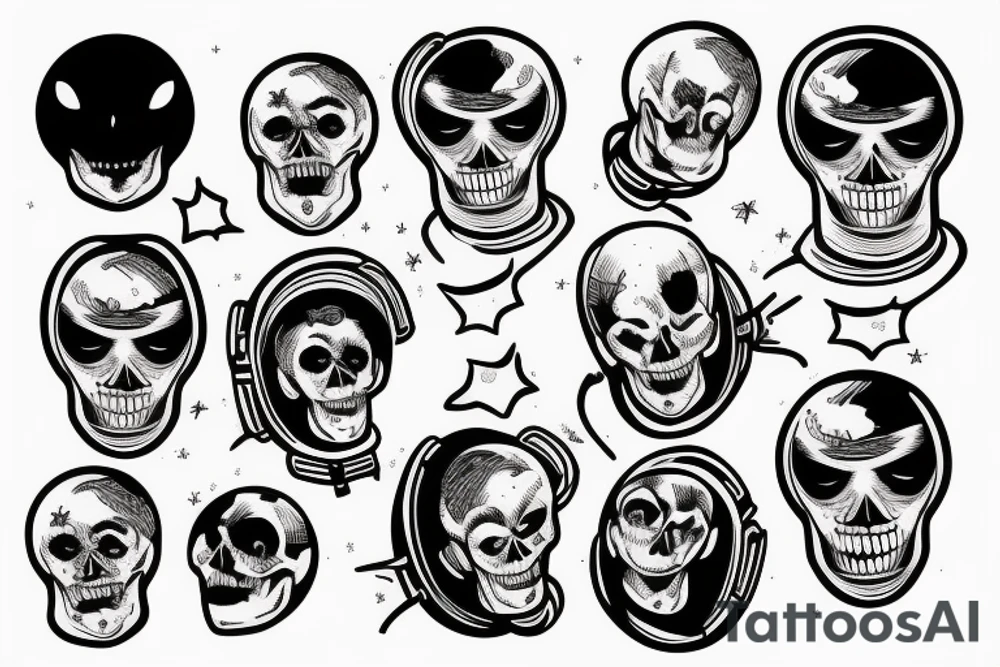 skeleton in astronaut tattoo idea