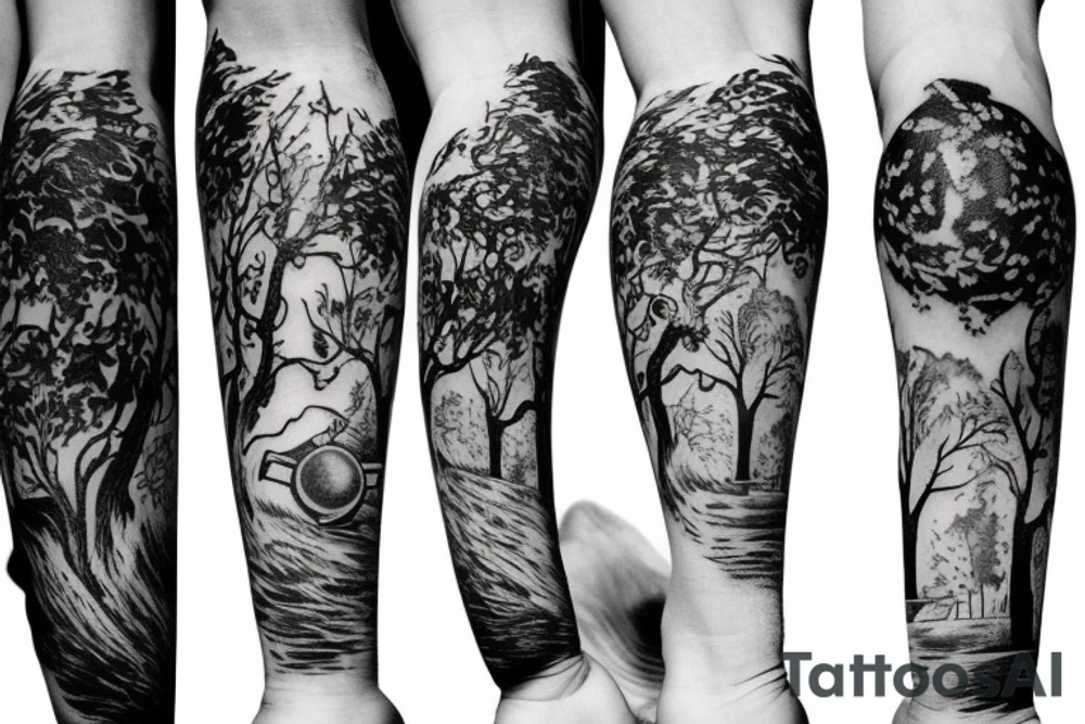 astronaut and tree tattoo idea