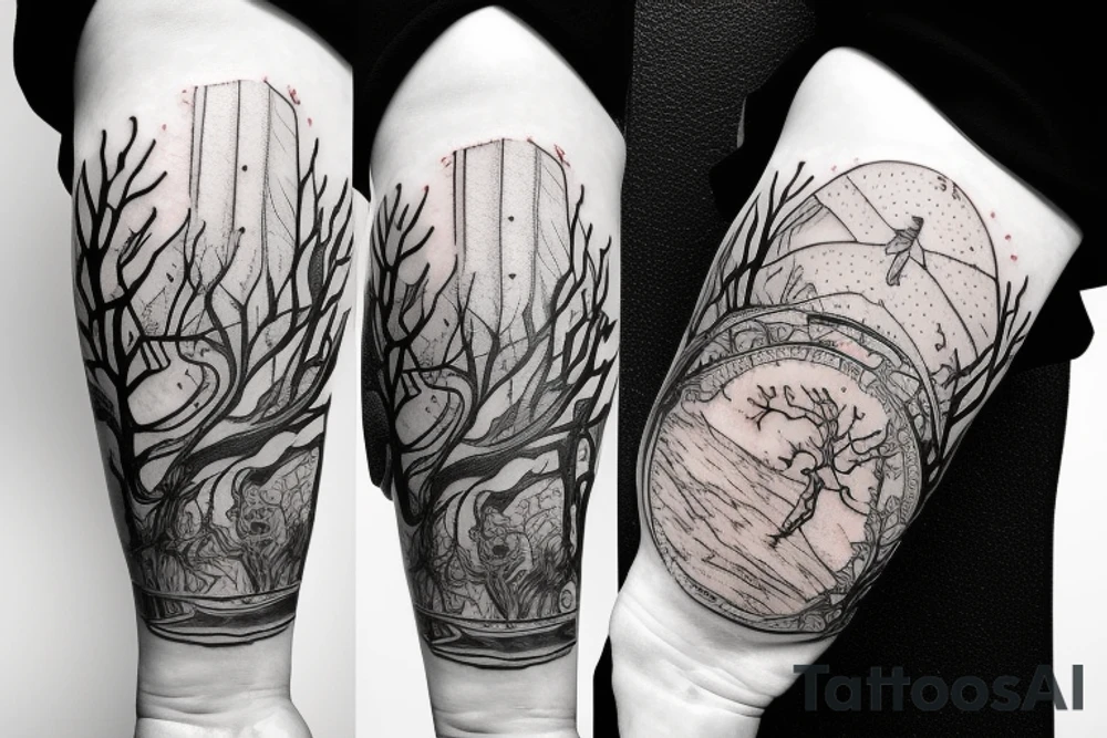 astronaut and tree tattoo idea