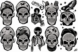 skeleton in astronaut tattoo idea