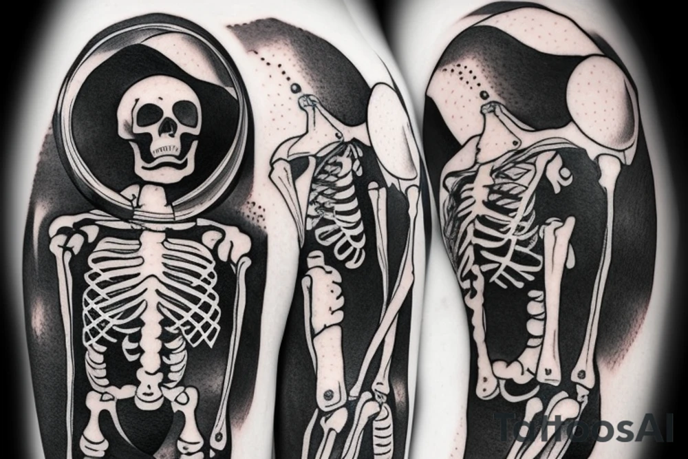 skeleton in astronaut tattoo idea