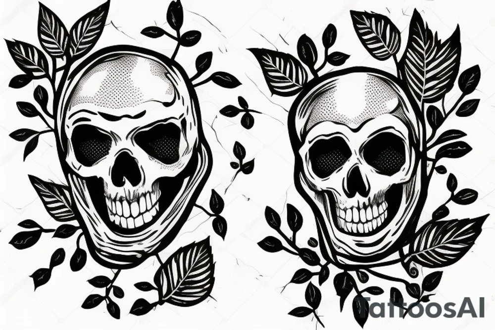 skeleton in astronaut under a tree tattoo idea