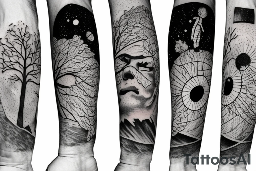 astronaut and tree tattoo idea
