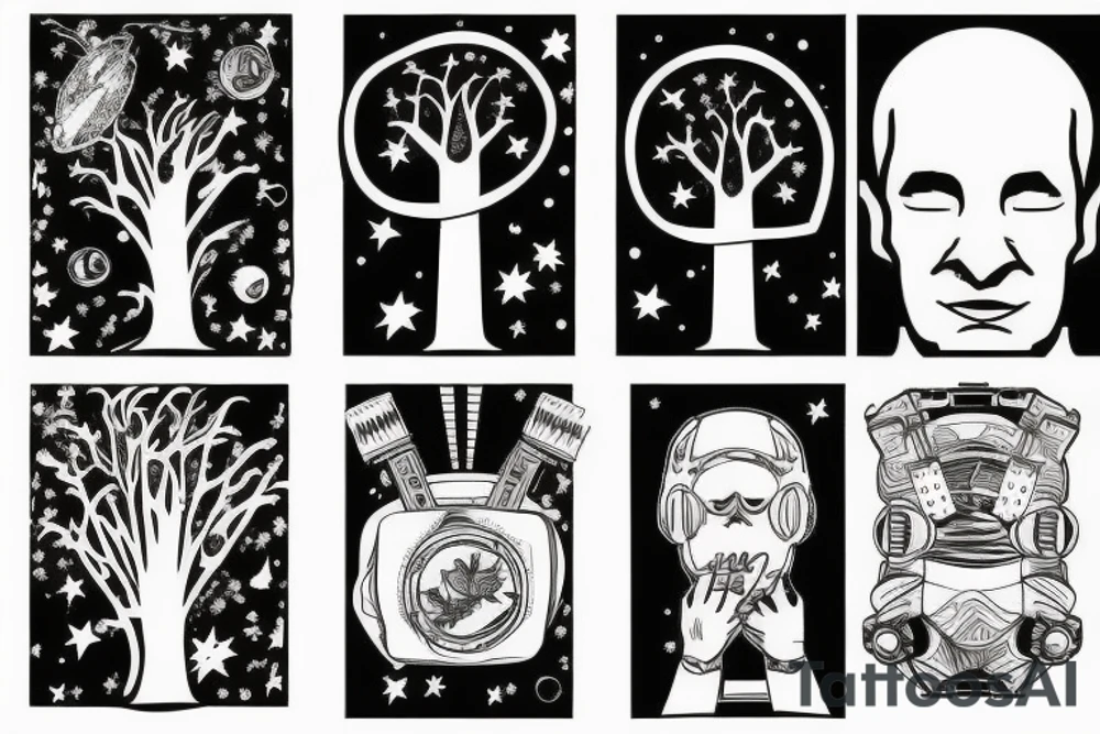astronaut and tree tattoo idea