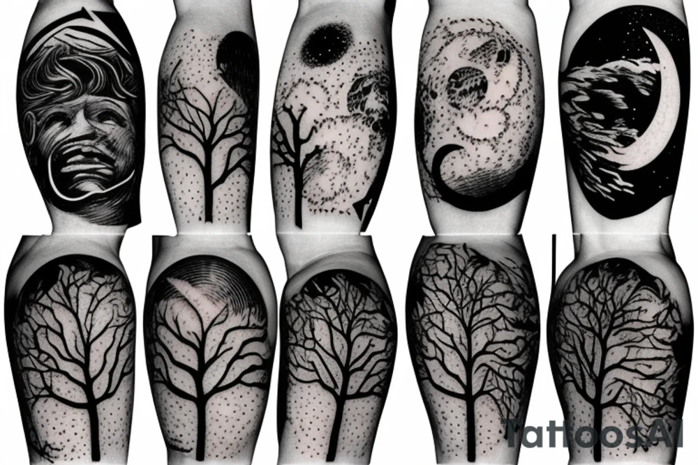 astronaut and tree tattoo idea