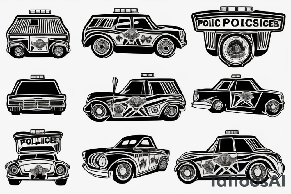 Police car in flammes tattoo idea
