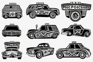 Police car in flammes tattoo idea