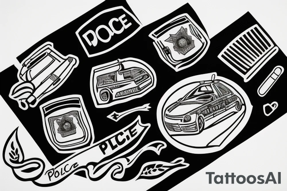 Police car in flammes tattoo idea
