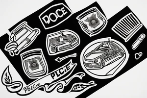Police car in flammes tattoo idea