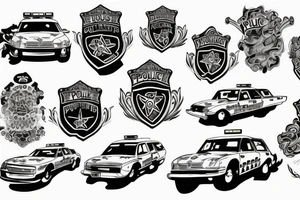 Police car in flammes tattoo idea