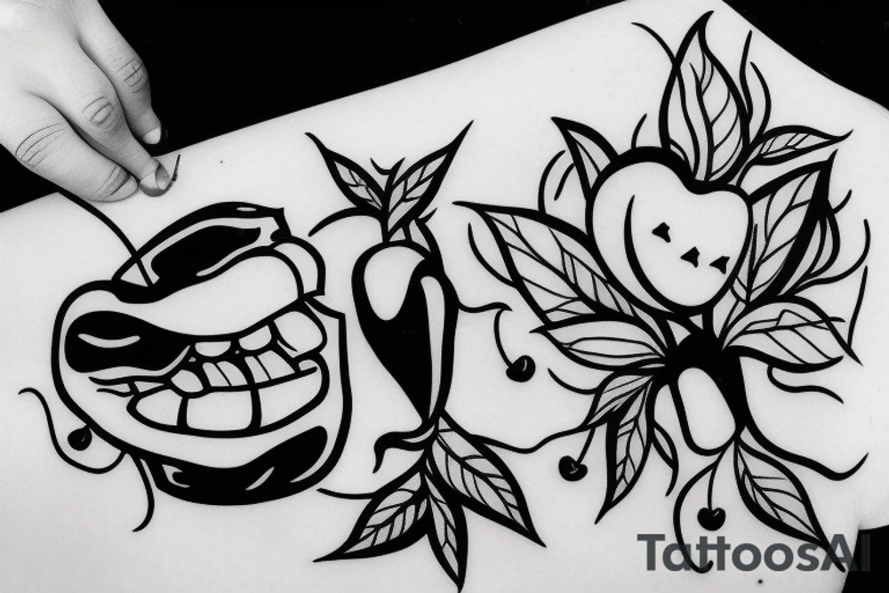 Cherry being eaten tattoo idea