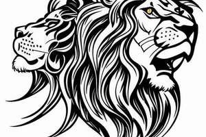 shoulder with cross of jesus mixed with a lion on the right side tattoo idea