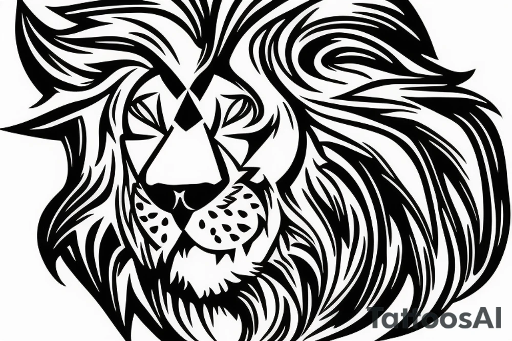 Shoulder with cross of jesus mixed with half lion on right side tattoo idea