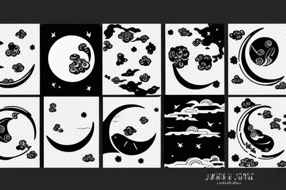 background of the moon in a rectangle tattoo idea