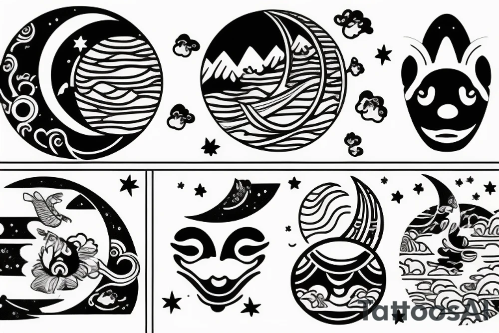 background of the moon in a rectangle tattoo idea