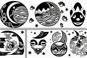 background of the moon in a rectangle tattoo idea