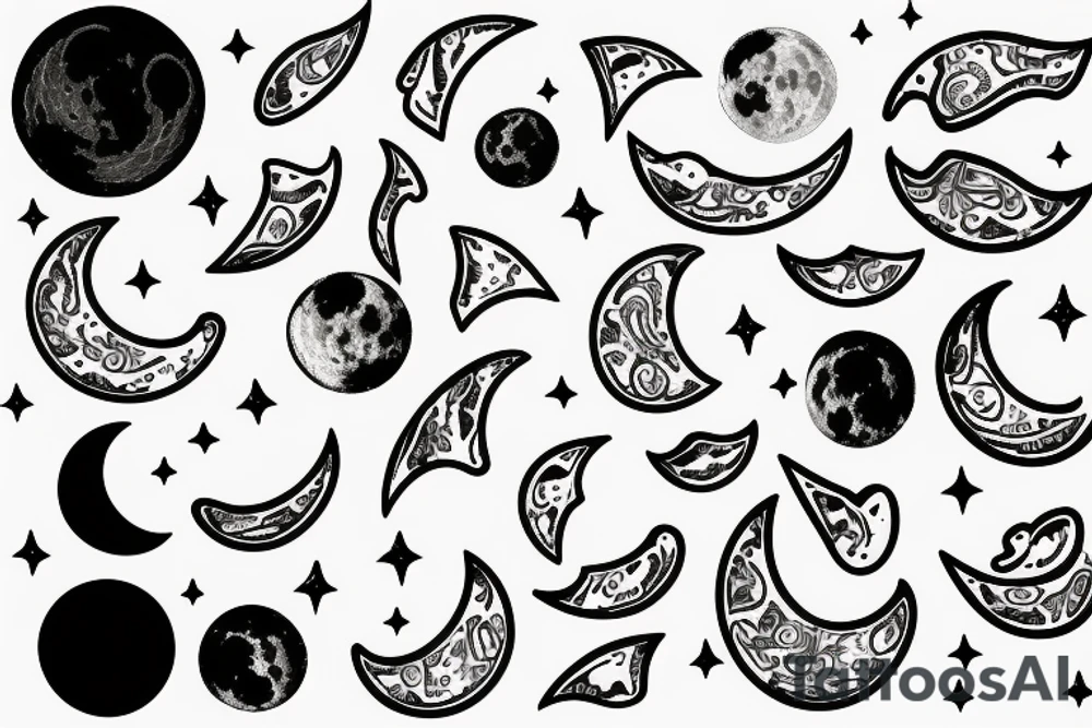 background of the moon in a rectangle tattoo idea