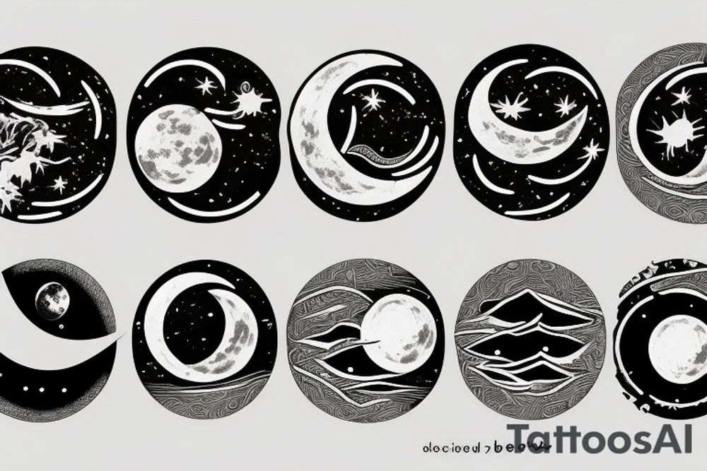 background of the moon in a rectangle tattoo idea