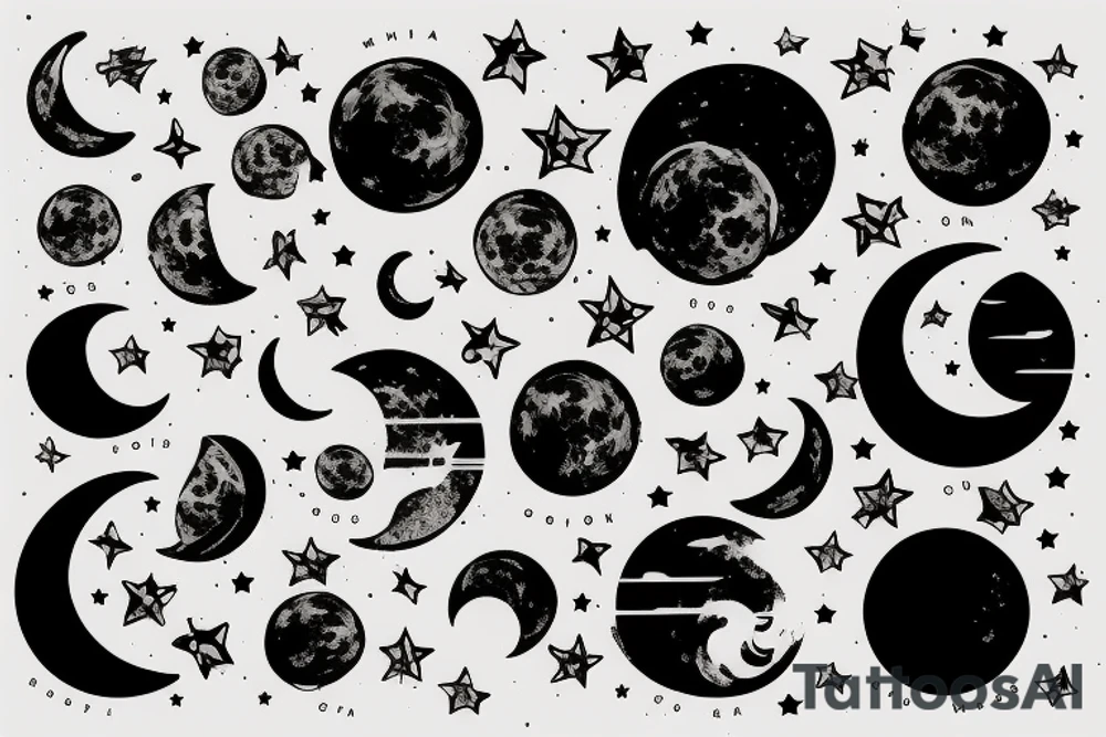 background of the moon in a rectangle tattoo idea
