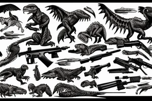 mountains, velociraptors, sniper rifles tattoo idea