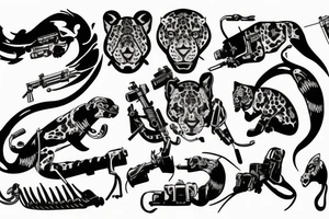 Jaguar, sniper, fête des morts tattoo idea