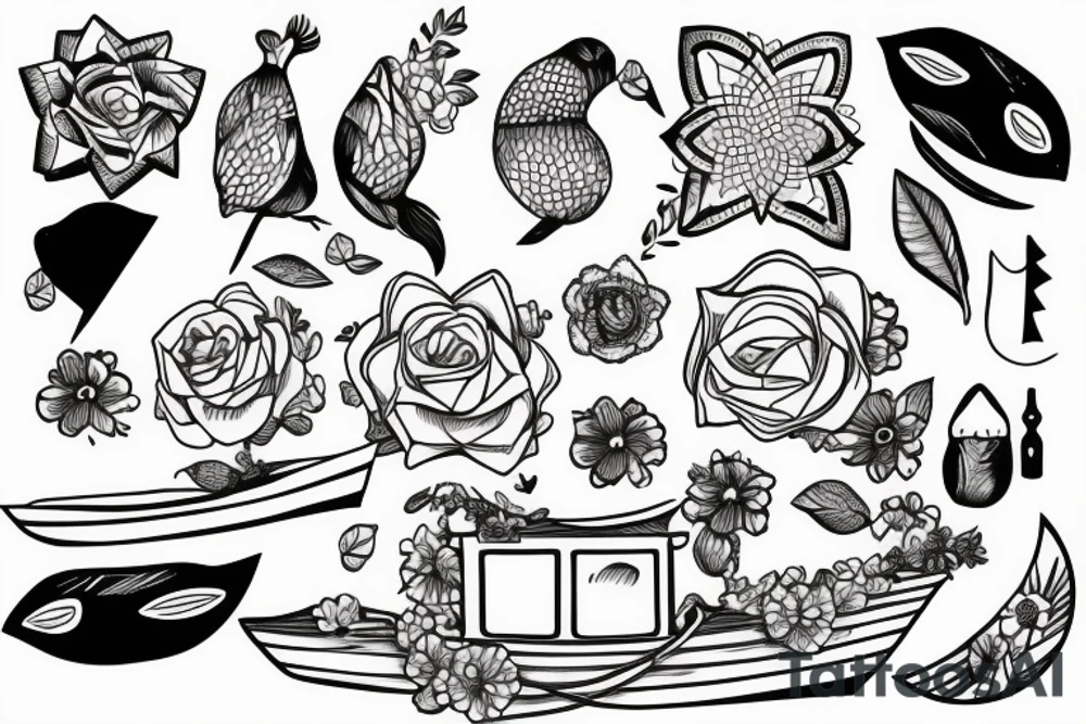 Lonely girl in a boat tattoo idea