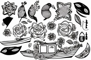 Lonely girl in a boat tattoo idea
