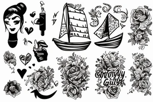 Lonely girl in a boat tattoo idea