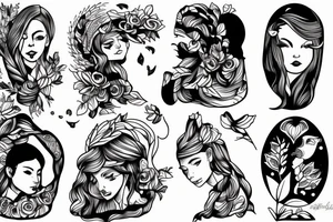 Lonely girl in a boat tattoo idea