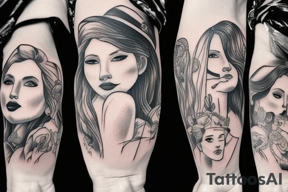 Girl riding a boat tattoo idea