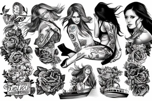 Girl riding a boat tattoo idea