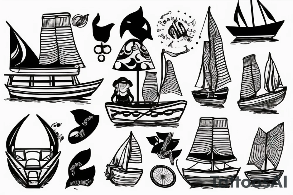 Girl riding a boat tattoo idea