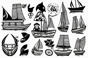 Girl riding a boat tattoo idea