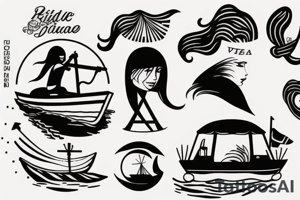 Girl riding a boat tattoo idea
