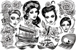 Girl riding a boat tattoo idea