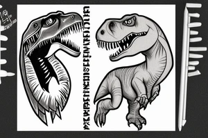 Raptor and t-Rex giving each other a high five tattoo idea